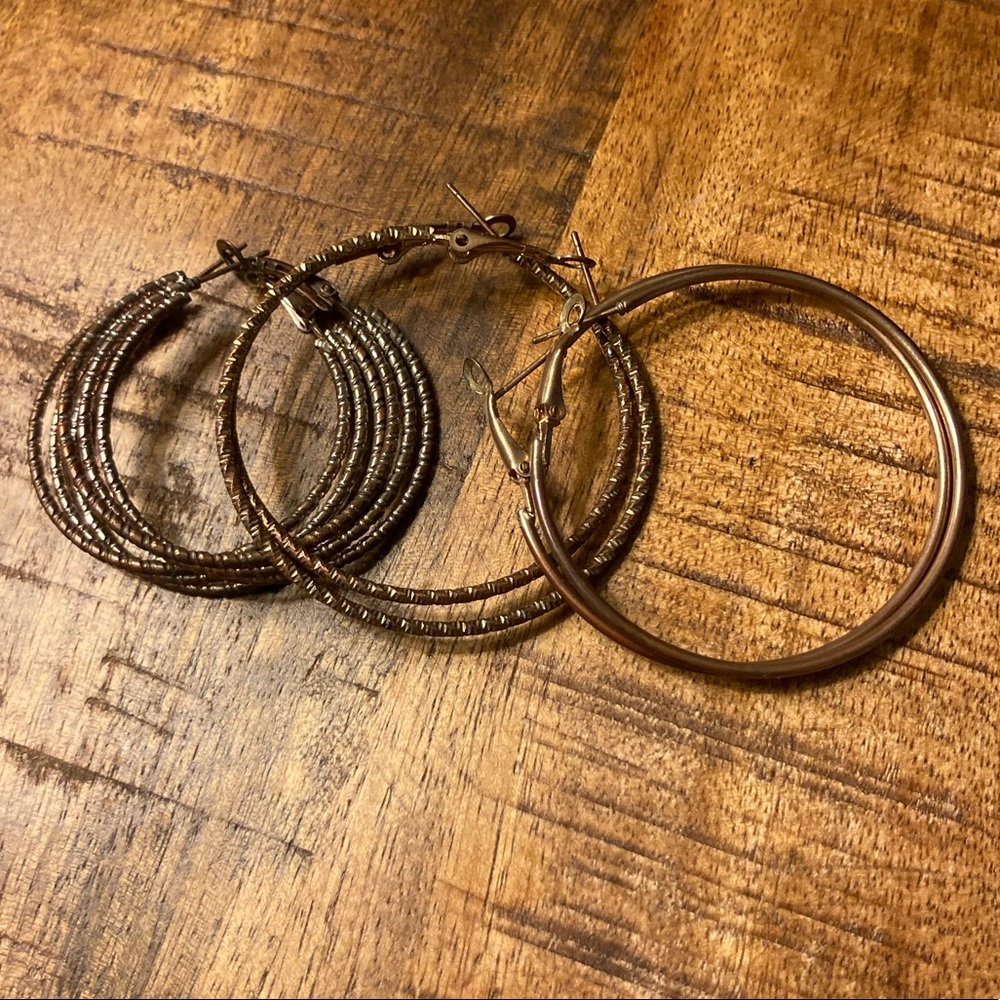 SET OF 3 gold earrings